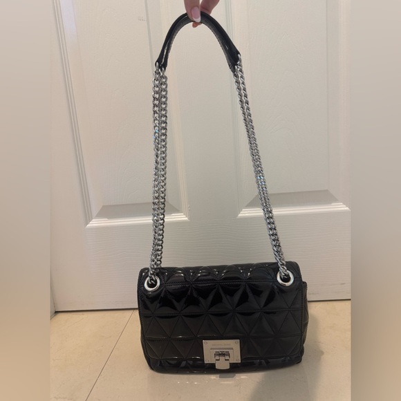 Michael Kors Black and Silver Quilted Shoulder / Crossbody Bag - Picture 3 of 5